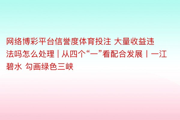 网络博彩平台信誉度体育投注 大量收益违法吗怎么处理 | 从四个“一”看配合发展丨一江碧水 勾画绿色三峡