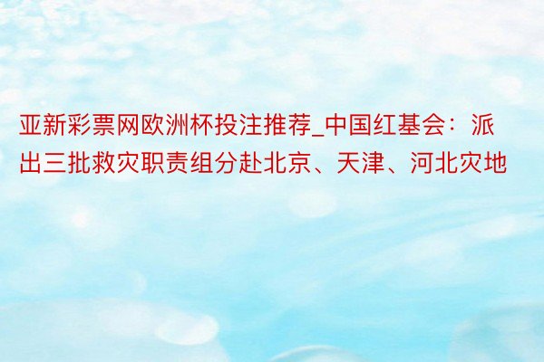 亚新彩票网欧洲杯投注推荐_中国红基会：派出三批救灾职责组分赴北京、天津、河北灾地