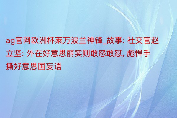 ag官网欧洲杯莱万波兰神锋_故事: 社交官赵立坚: 外在好意思丽实则敢怒敢怼， 彪悍手撕好意思国妄语