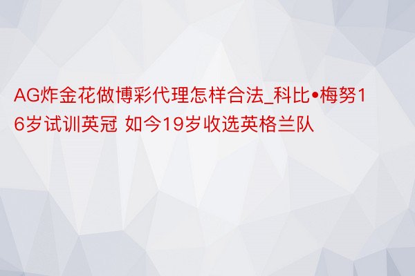 AG炸金花做博彩代理怎样合法_科比•梅努16岁试训英冠 如今19岁收选英格兰队