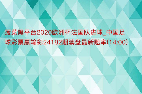 菠菜黑平台2020欧洲杯法国队进球_中国足球彩票赢输彩24182期澳盘最新赔率(14:00)