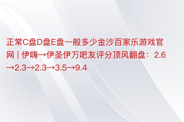 正常C盘D盘E盘一般多少金沙百家乐游戏官网 | 伊嗨→伊圣伊万吧友评分顶风翻盘：2.6→2.3→2.3→3.5→9.4