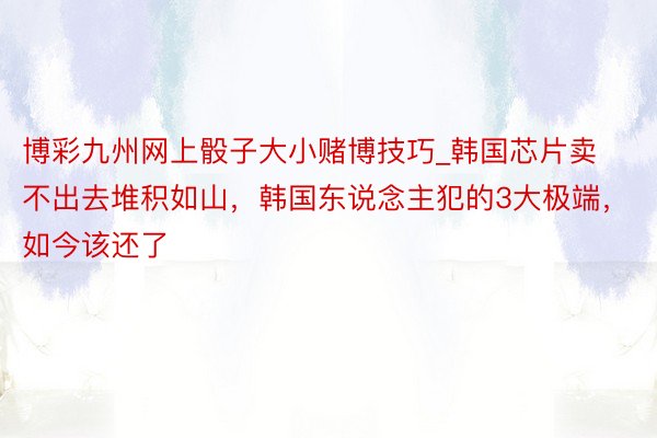 博彩九州网上骰子大小赌博技巧_韩国芯片卖不出去堆积如山，韩国东说念主犯的3大极端，如今该还了